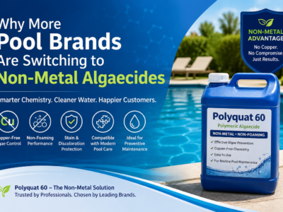Why more pool brands are switching to non-metal algaecides, featuring Polyquat 60 as a copper-free, non-foaming polymeric algaecide for preventive swimming pool maintenance.