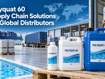 Polyquat 60 supply chain solutions for global distributors featuring 1L, 5L, and 25L packaging, warehouse inventory, container shipping, and international logistics.
