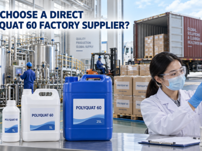 Direct Polyquat 60 factory supplier with quality-control testing, 1L bottle, 5L jerrycan, 25L blue jerrycan, production equipment, and export-ready pallets.
